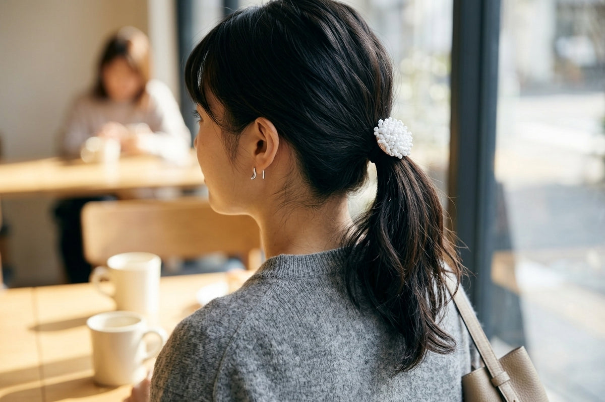 ヘアゴム フラワー［スノーホワイト］